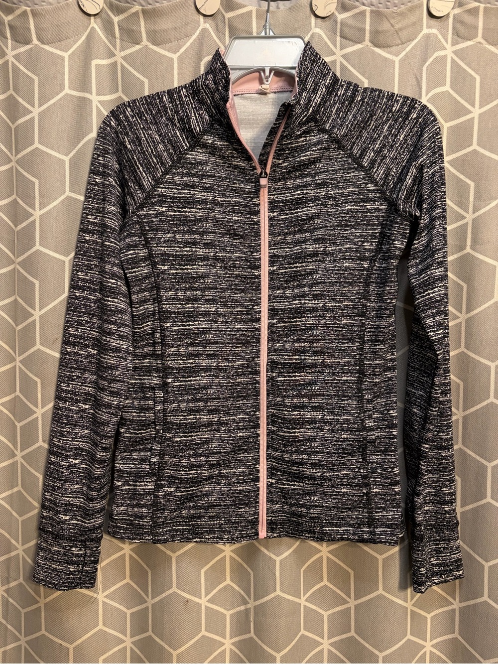 Ideology Black Heather Full-Zip Hoodie with Pink Trim